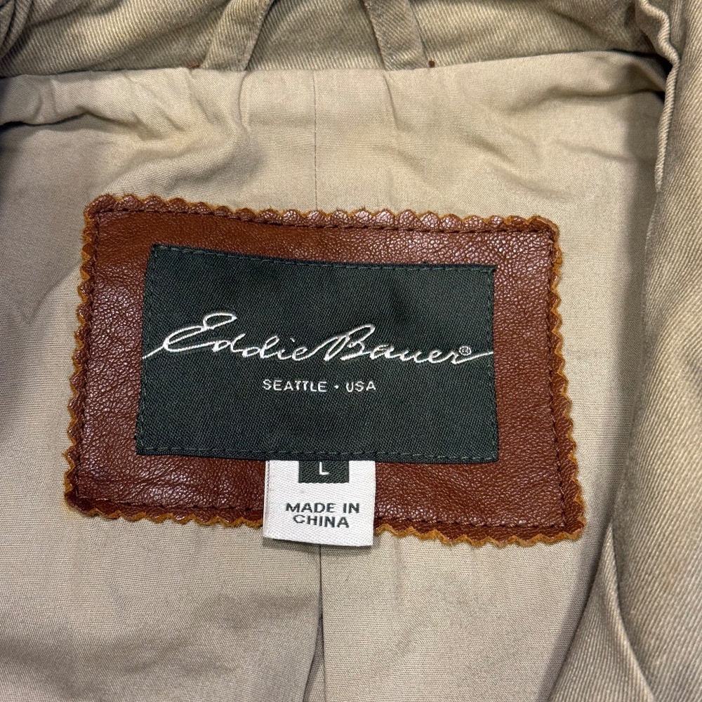 Eddie Bauer Men’s Jacket Large Khaki Lightweight Casual Outdoor Coat